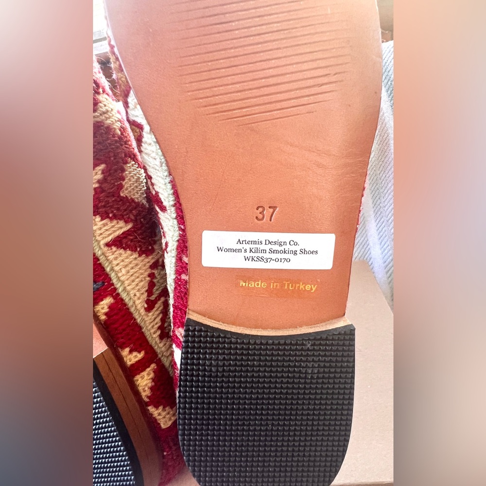 Artemis Design Co Handmade Turkish Kilim Smoking Shoes Size 37/6.5-7 NEW IN BOX - Picture 8 of 10